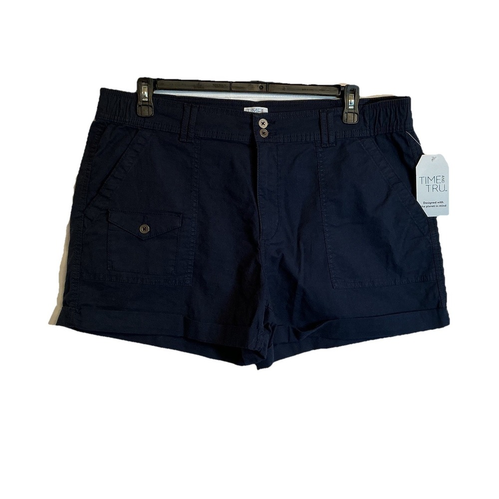 Time and Tru Womens Blue Utility Shorts Women's Size 18 Cotton Blend Pockets NWT